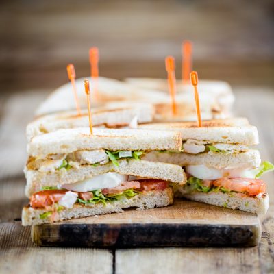 Club sandwich - a sandwich with egg, tomato and ham